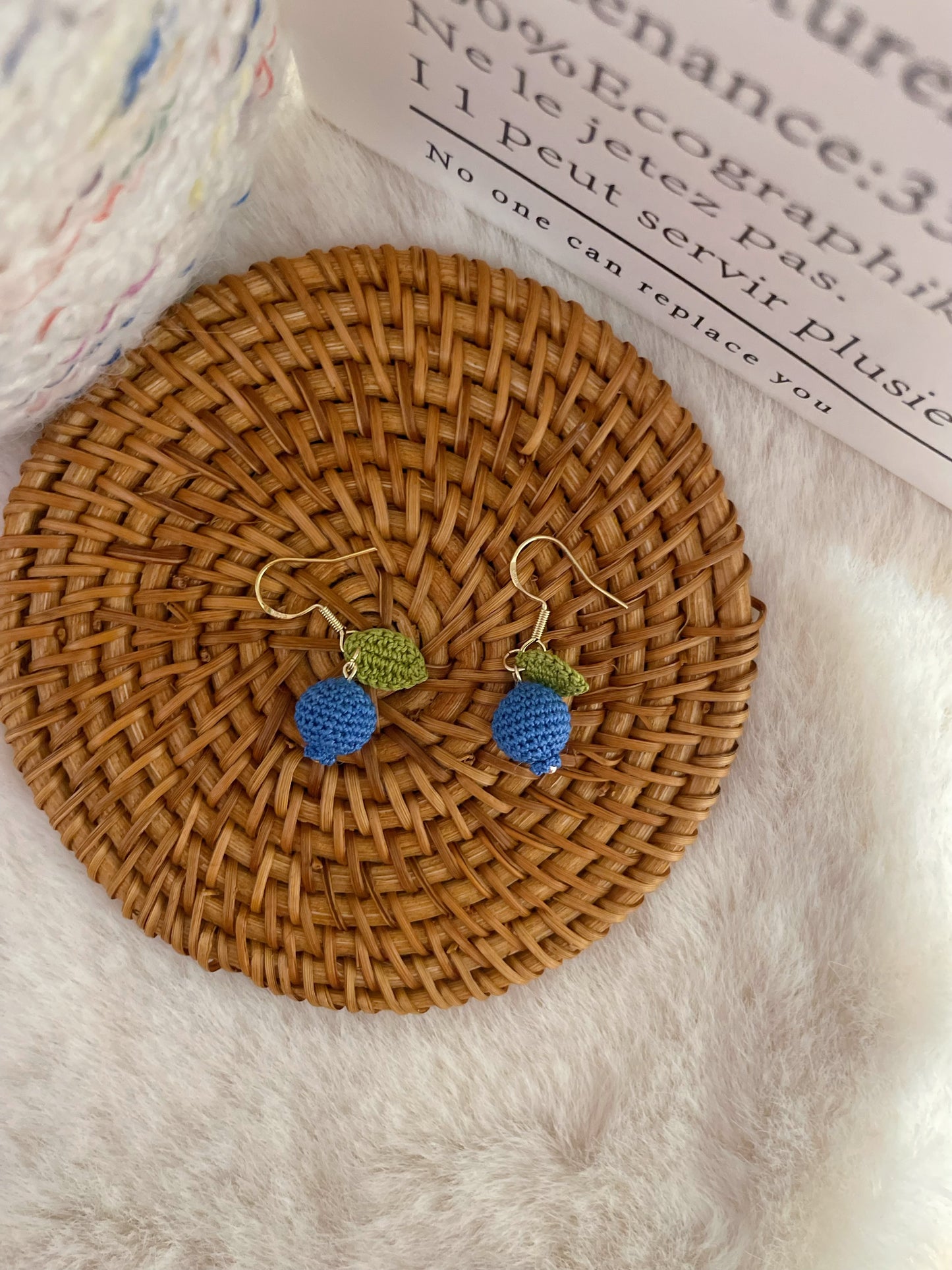 Micro Crochet Blueberry Earrings