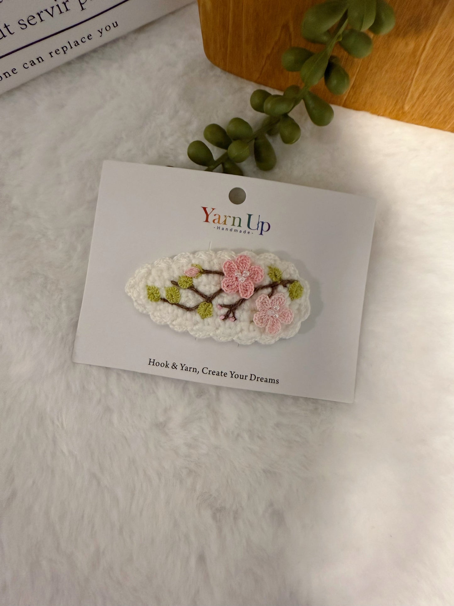 Cherry Bloom Embroideried Hair Clip