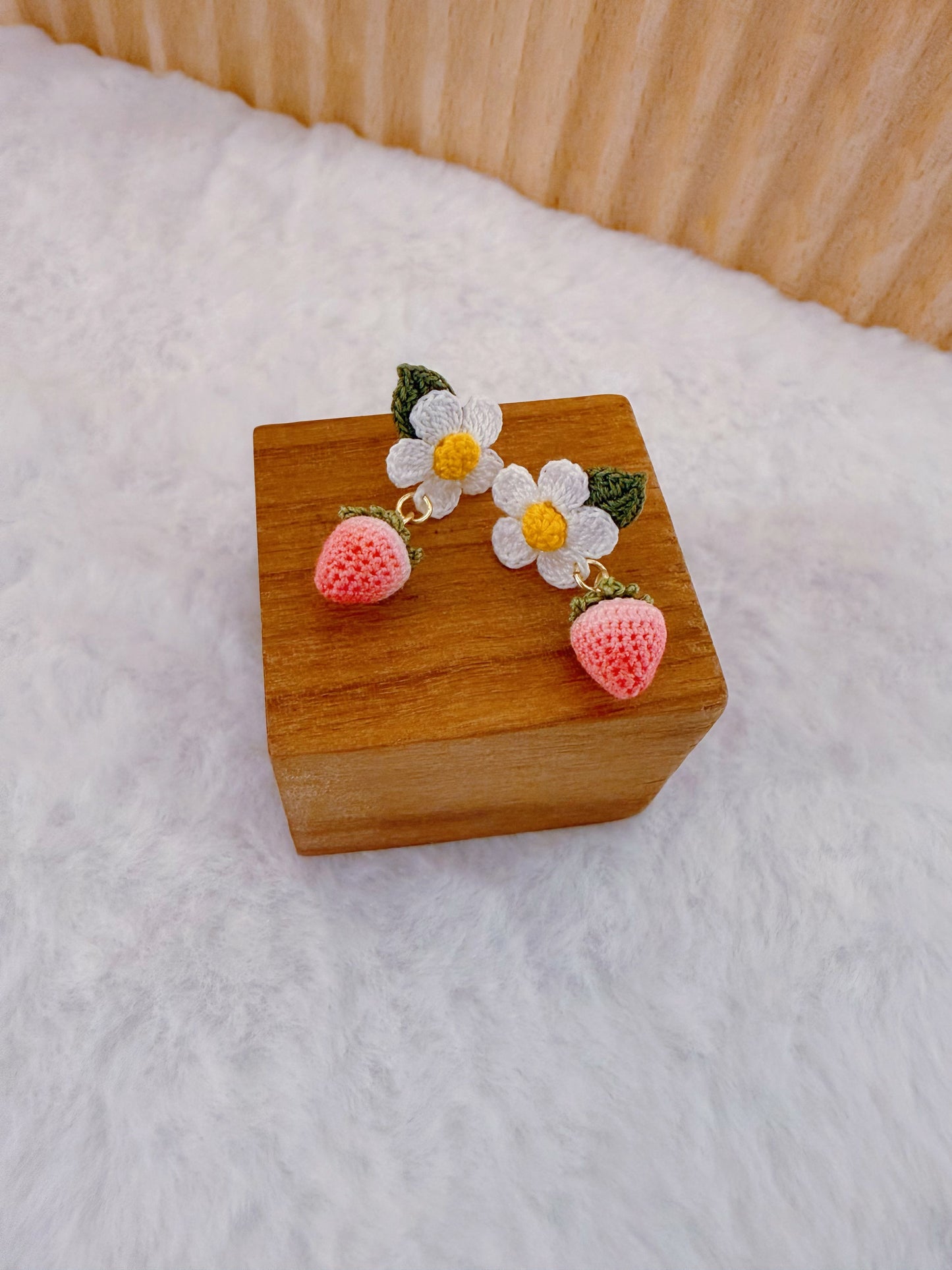Strawberry & White Flower Earrings