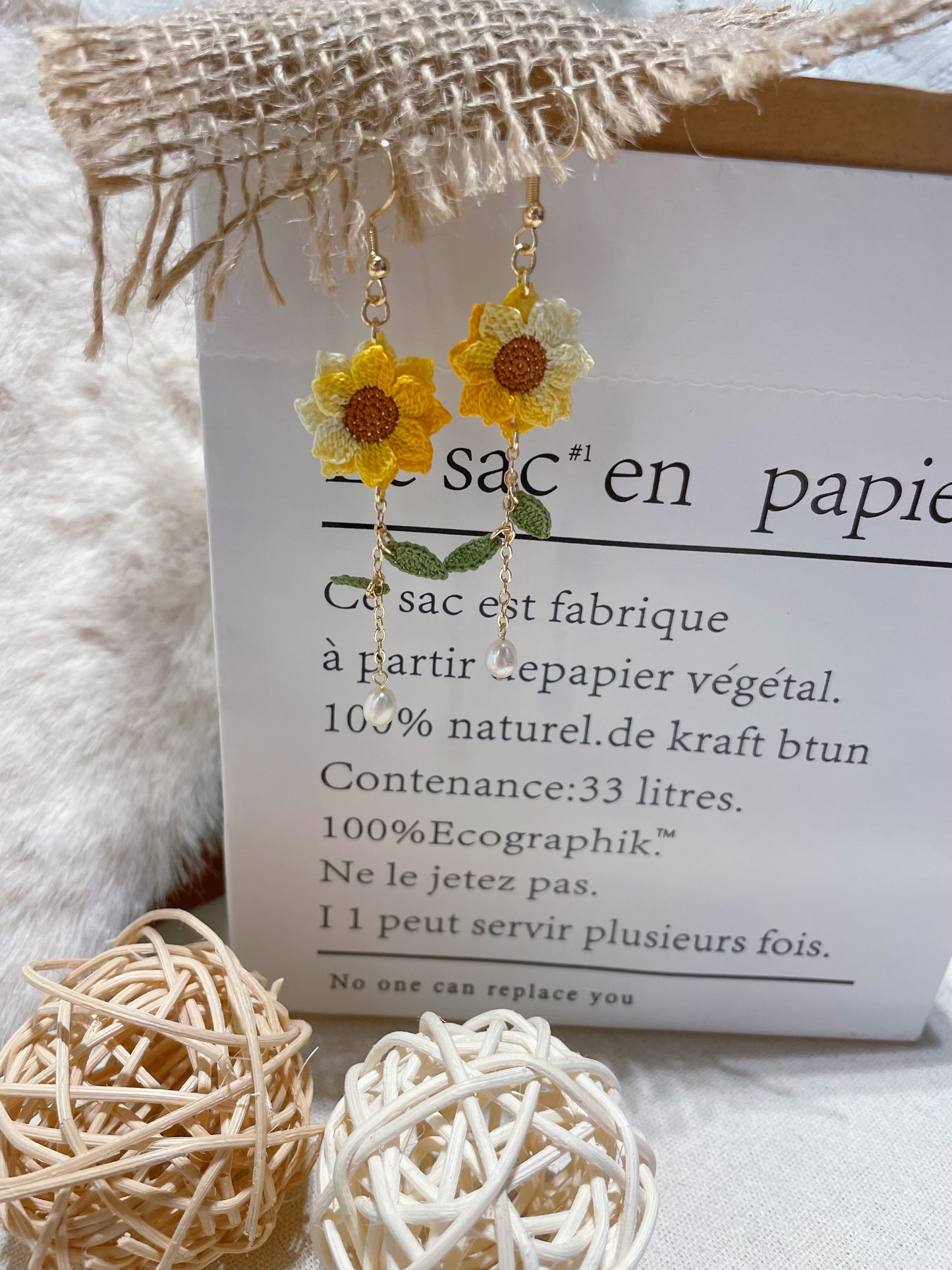 Micro Crochet Sunflower Earrings