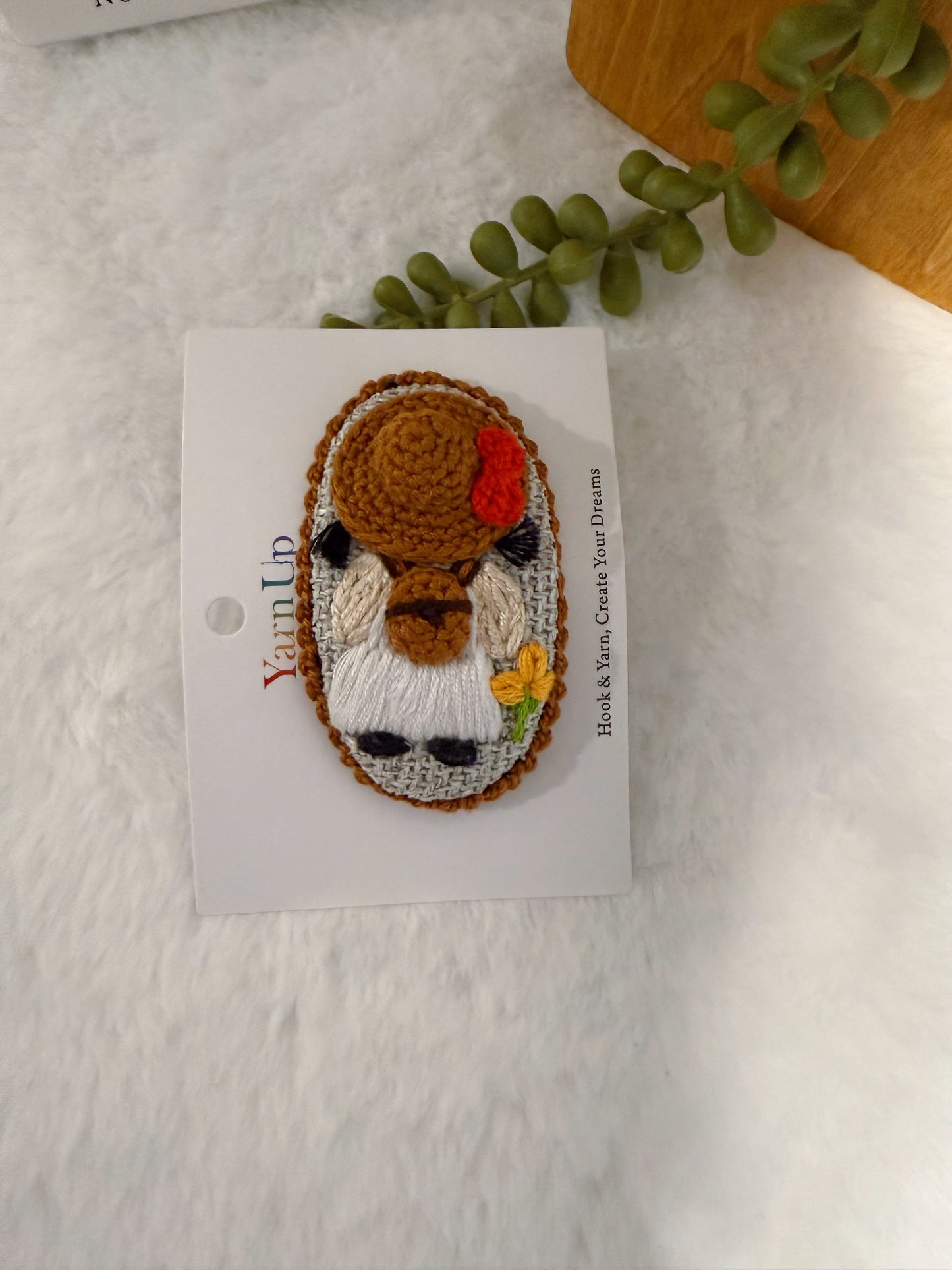 Backpack Girl Embroideried Hair Clip