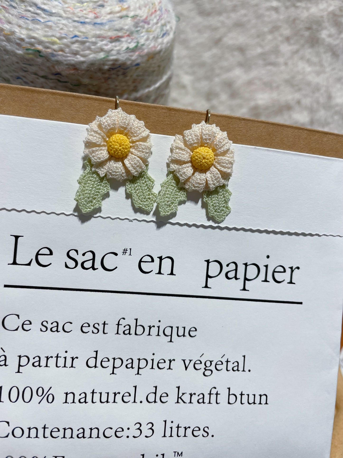 Micro Crochet Creamy Flower Earrings