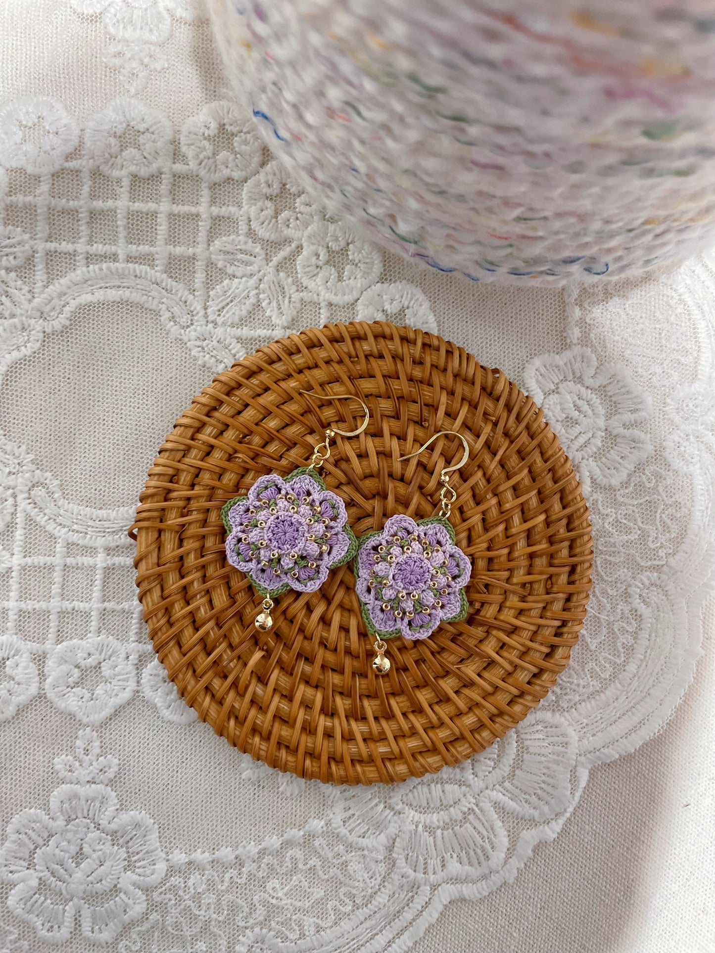 Micro Crochet Mandala Earrings