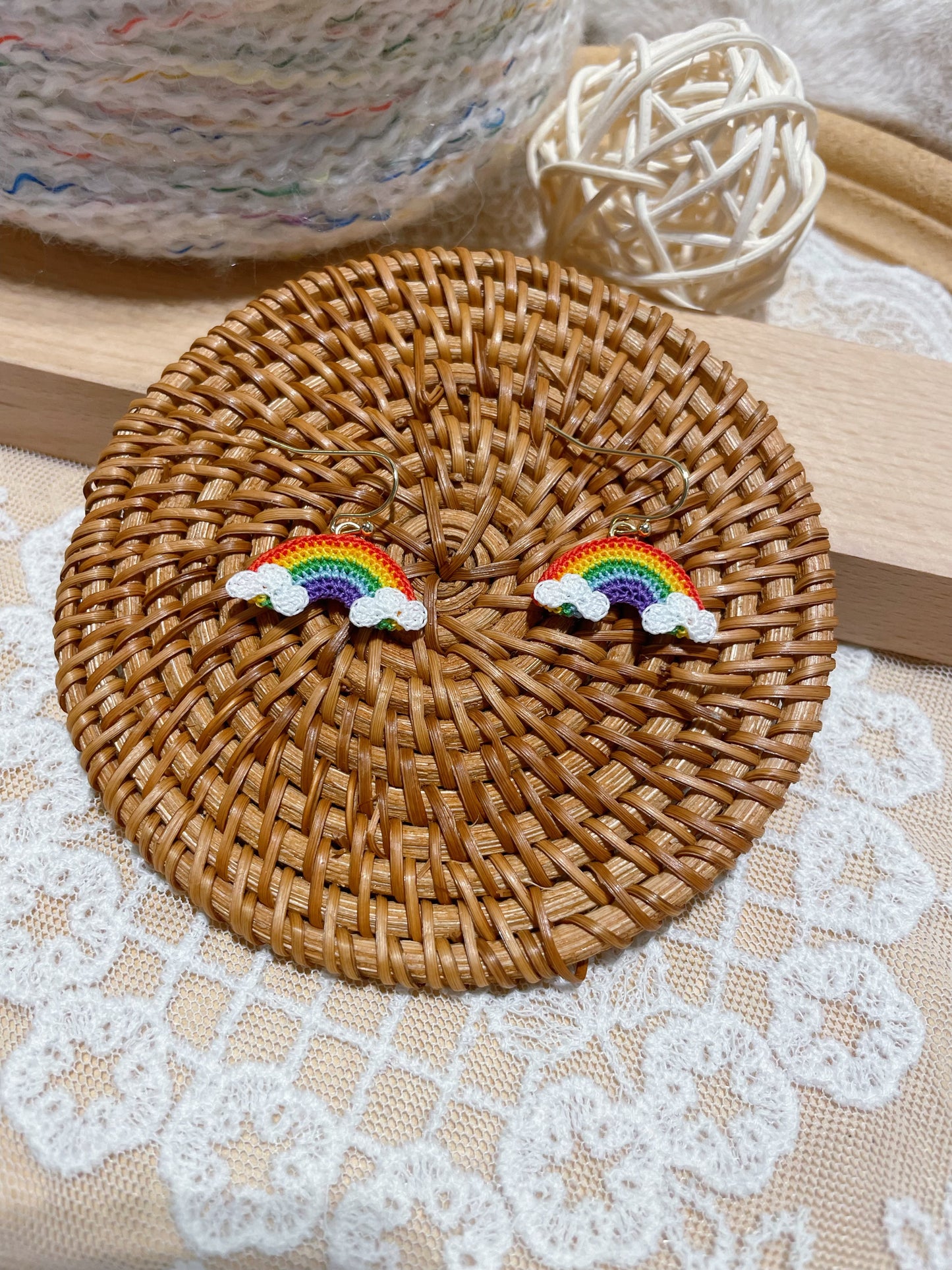 Micro Crochet Rainbow Earrings