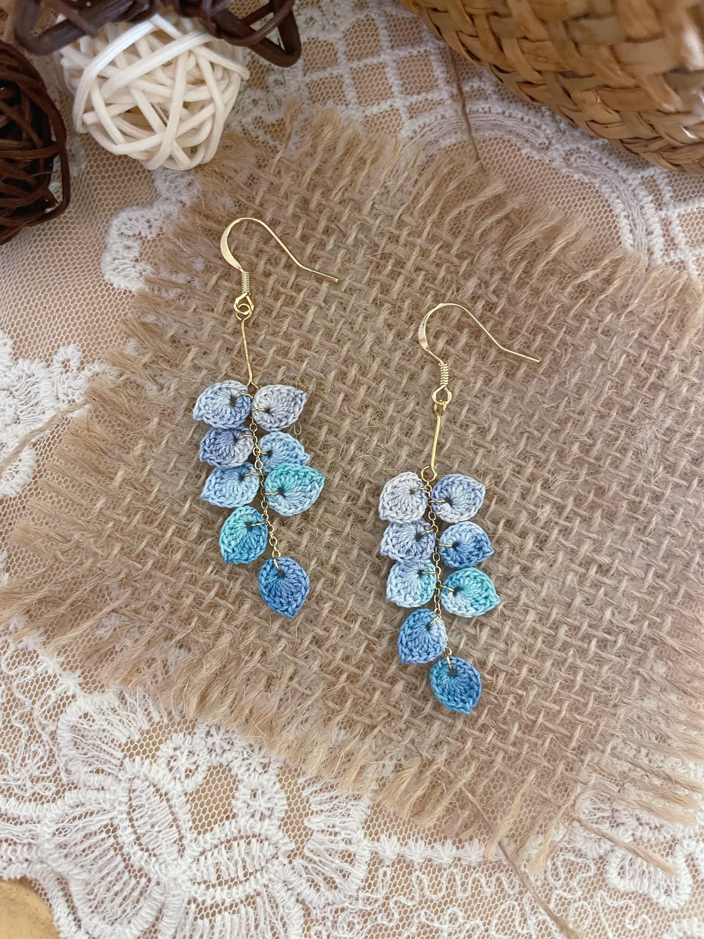 Micro Crochet Falling Leaves Earrings