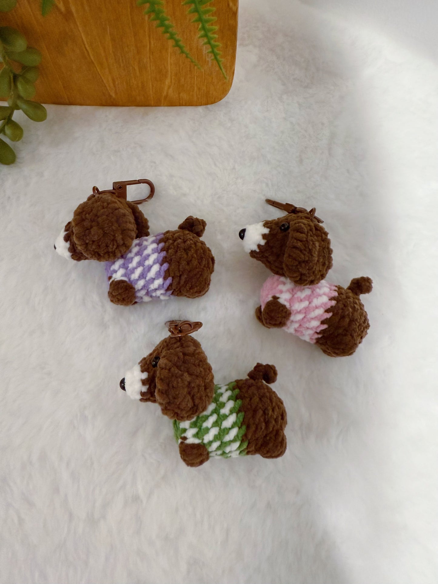 Striped Soft Puppy Key Charm