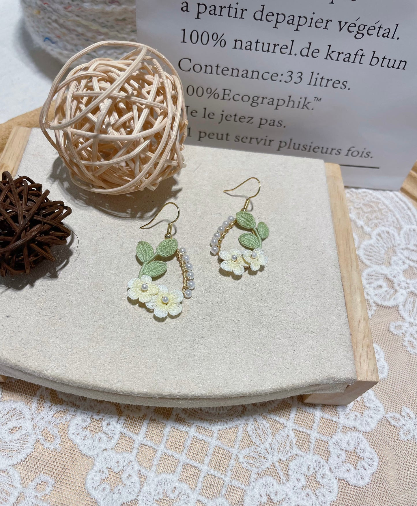 Micro Crochet Pearl Bloom Wreath Earrings