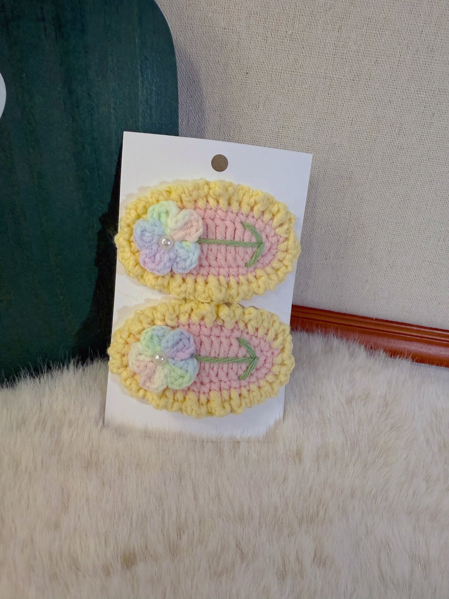 Pastel Rainbow Flower Hair Clip