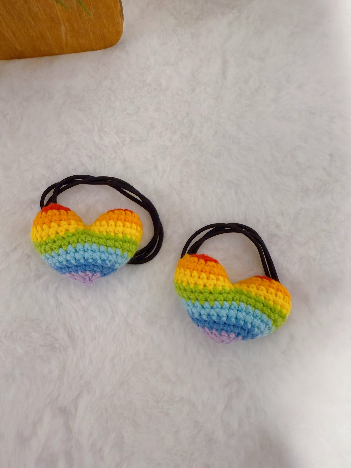 Rainbow Heart Hair Tie