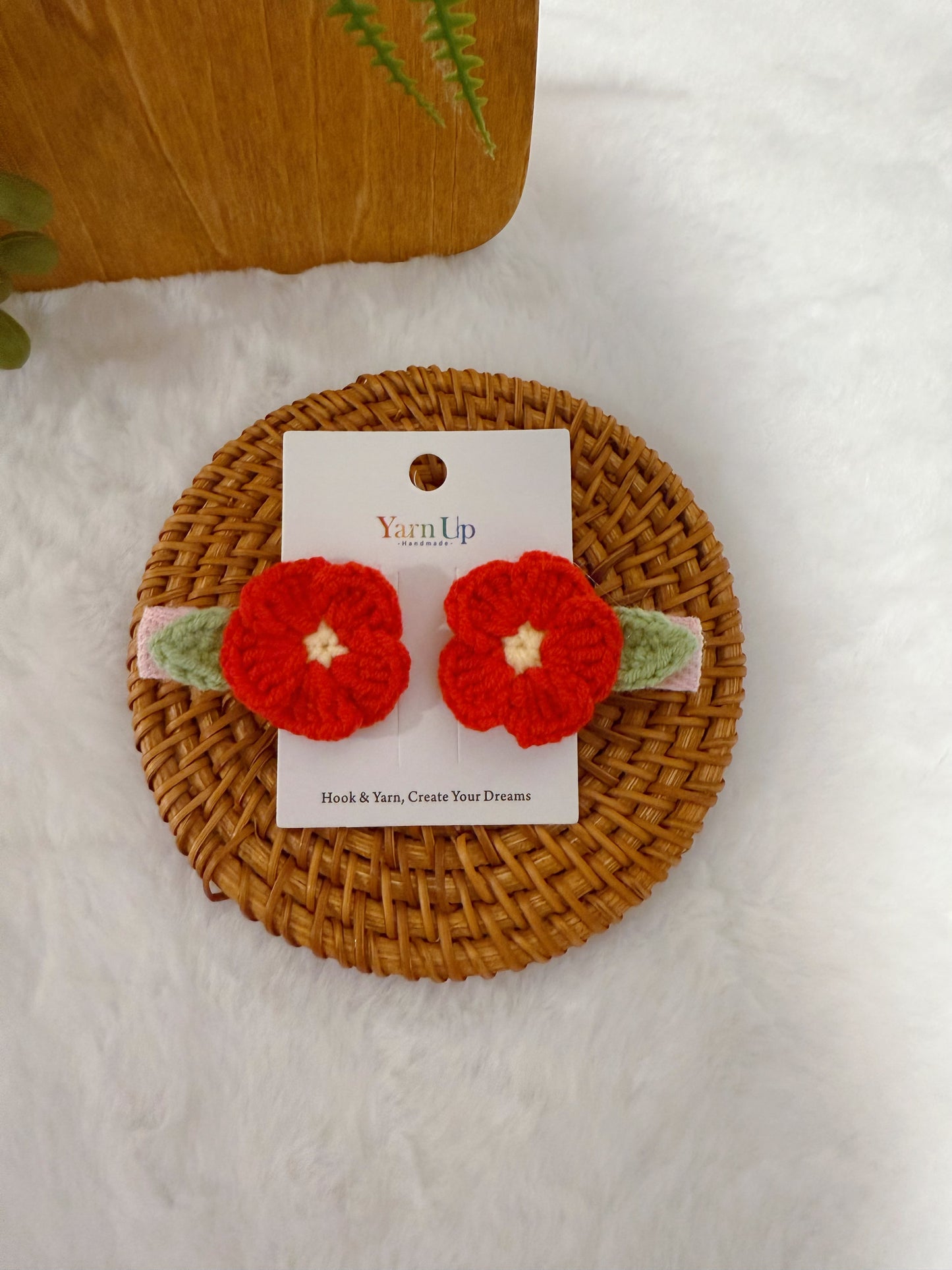 Red Flower Baby Hair Clips