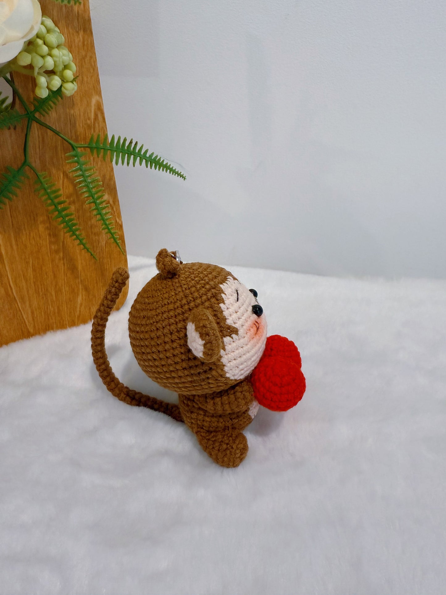 Heart-Holding Monkey Key Charm