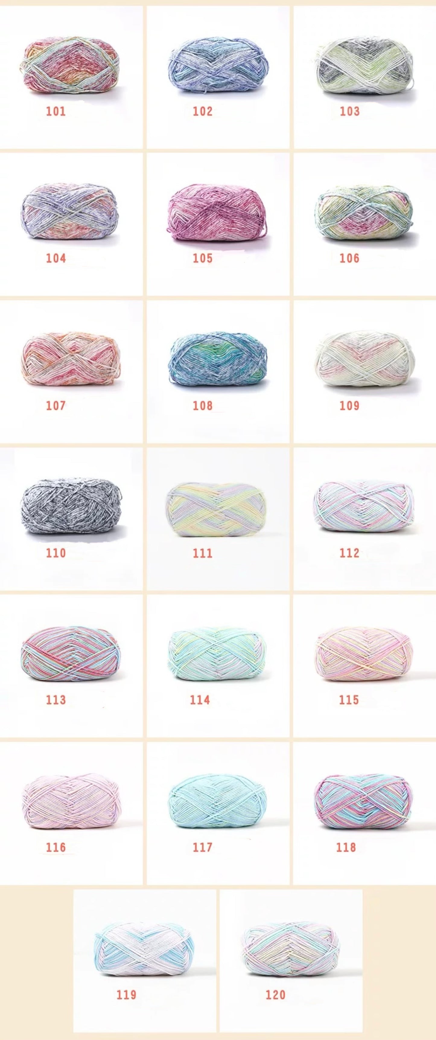 4 Ply Milk Cotton Yarn (Variegated)