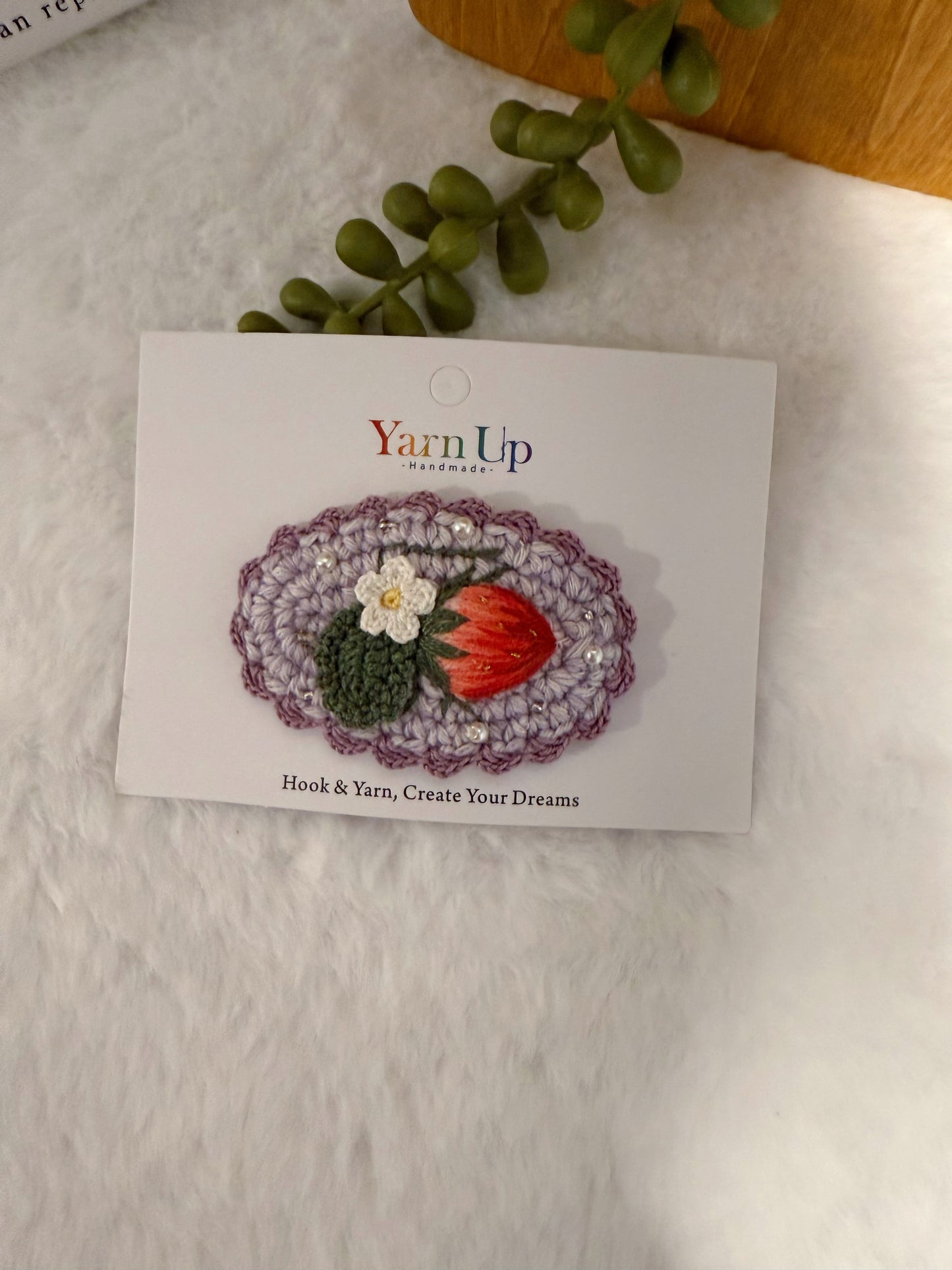 Strawberry & Flower Embroideried Hair Clip