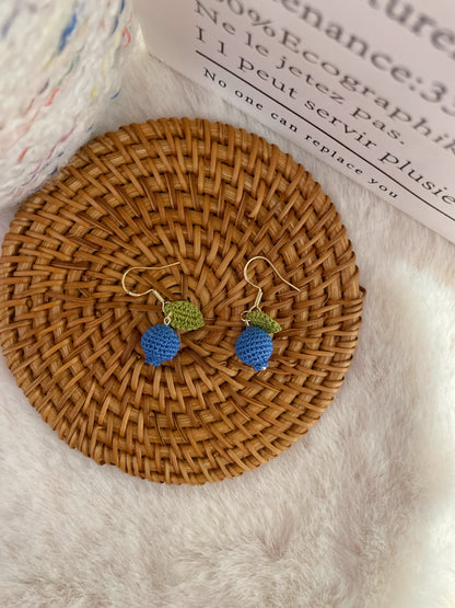 Micro Crochet Blueberry Earrings