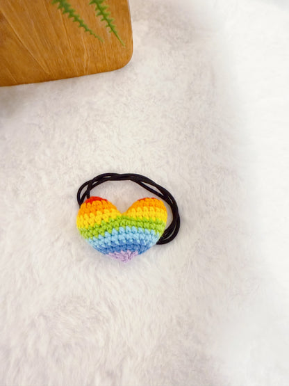 Rainbow Heart Hair Tie