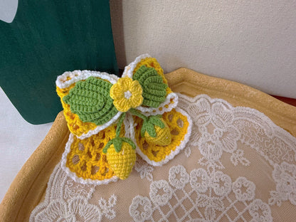 Hollow Bow French Barrette with Strawberry