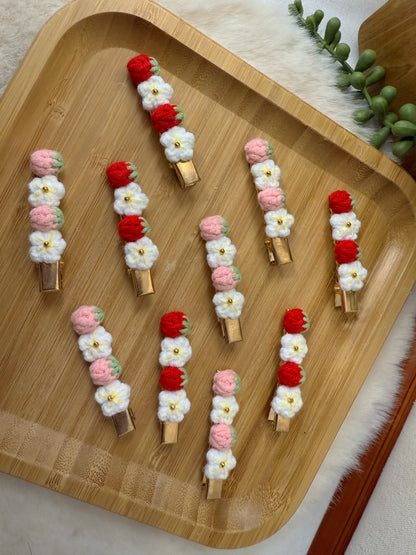 Mini Strawberry & Flower Hair Clip