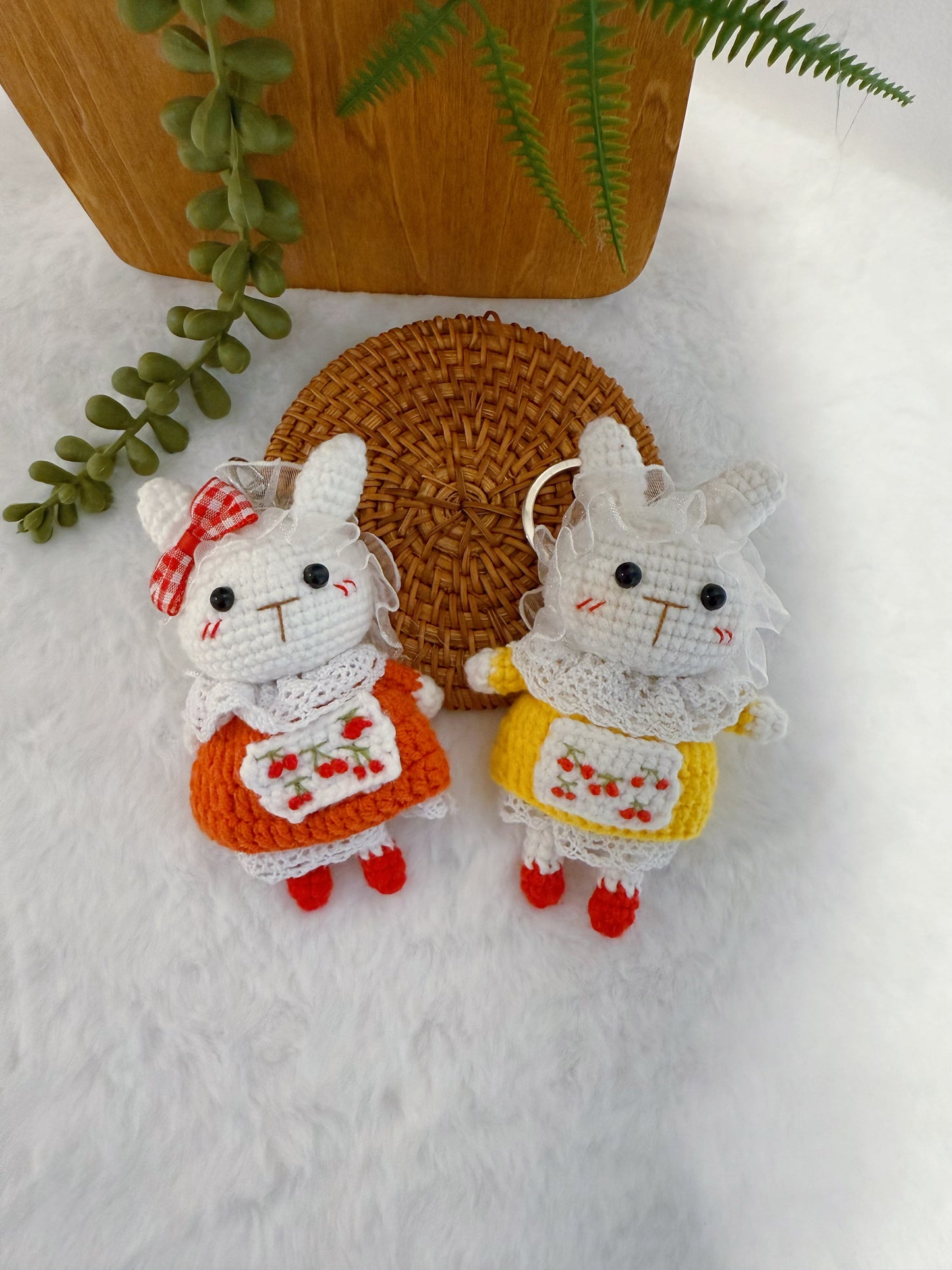 Cherry Dress Bunny Key Charm