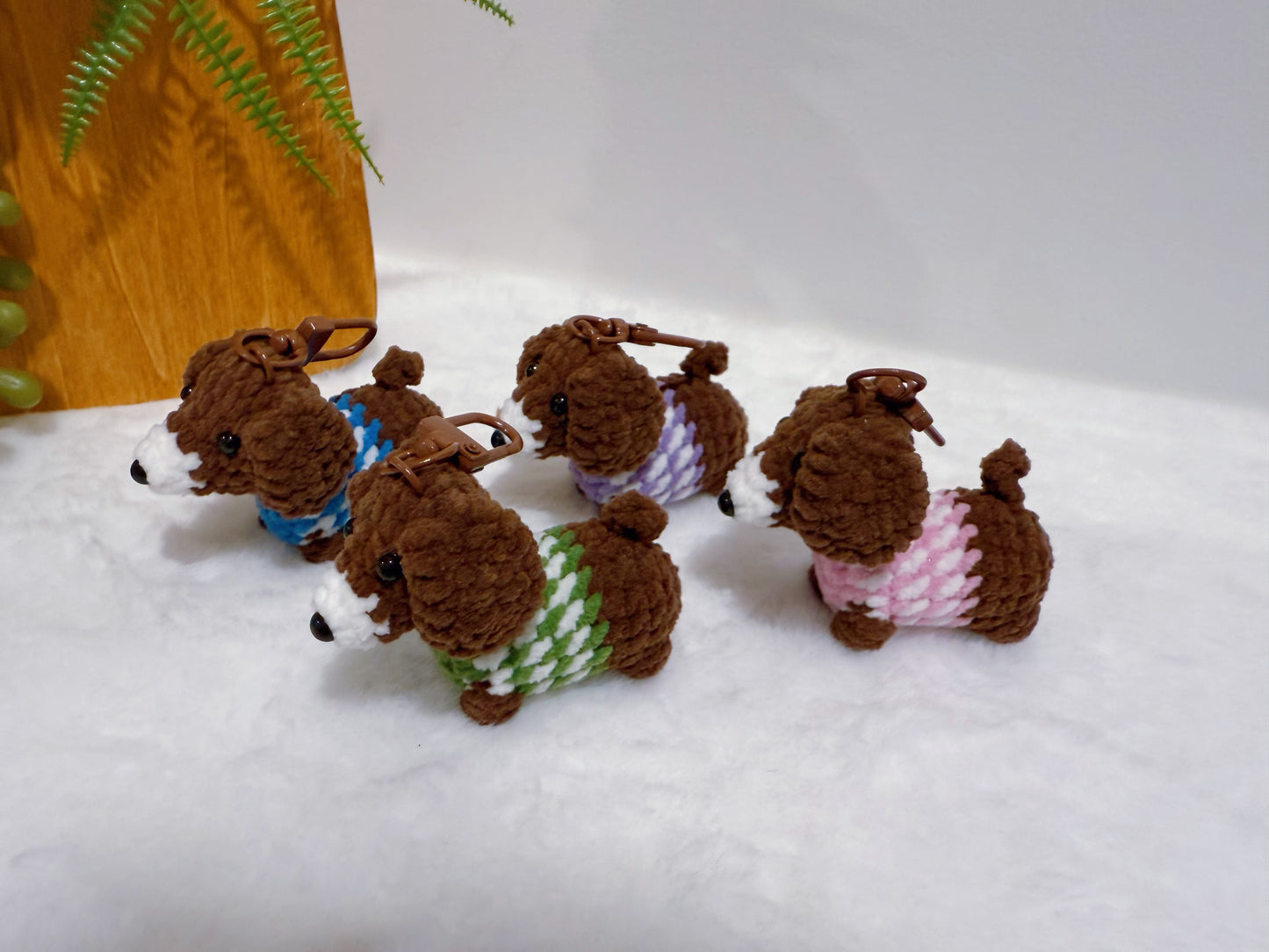 Striped Soft Puppy Key Charm