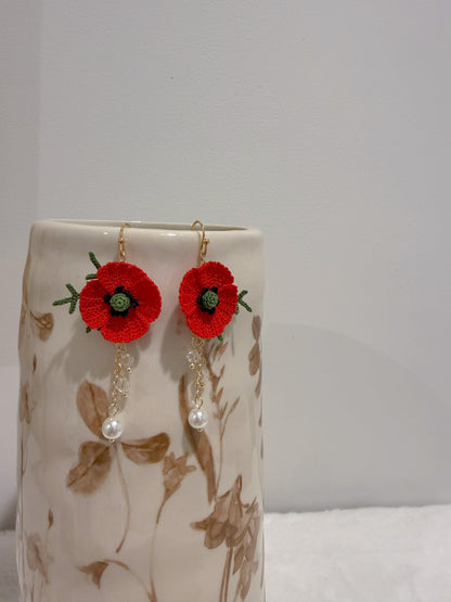 Red Poppy Earrings
