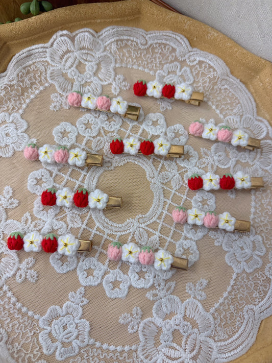 Mini Strawberry & Flower Hair Clip