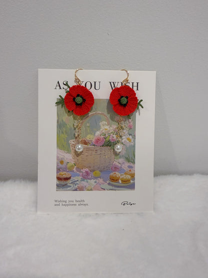 Red Poppy Earrings