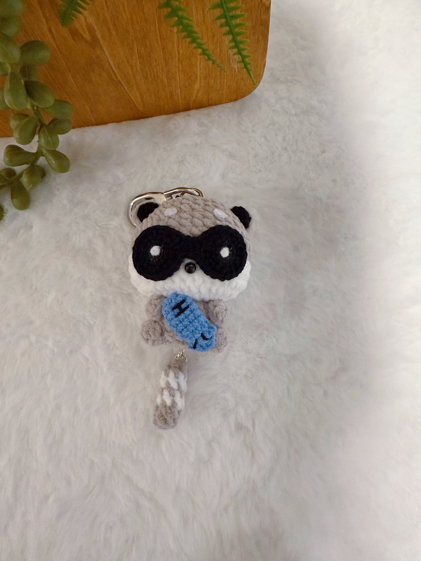 Fish Lover Raccoon Key Charm