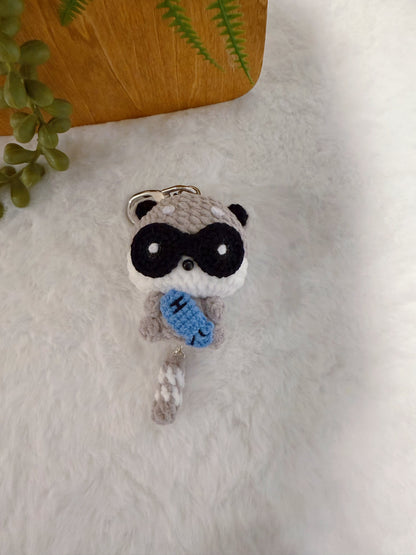 Fish Lover Raccoon Key Charm