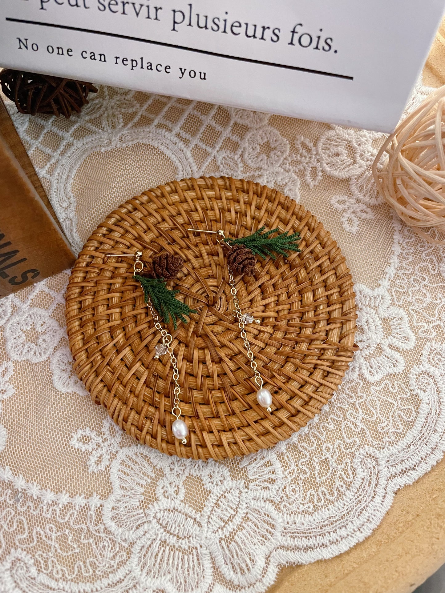 Micro Crochet Pinecone Earrings