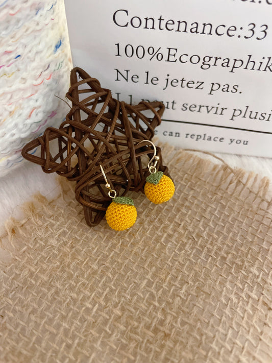Micro Crochet Orange Earrings