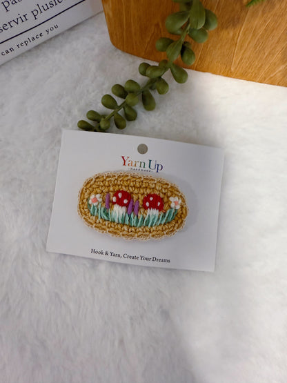 Mushrooms Embroideried Hair Clip