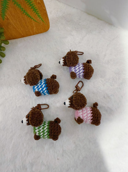 Striped Soft Puppy Key Charm