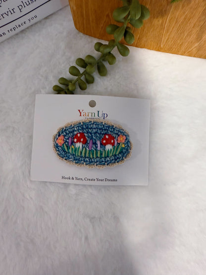 Mushrooms Embroideried Hair Clip