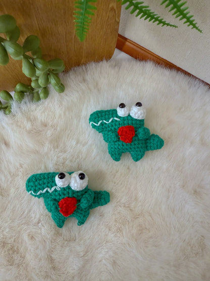 Crocodile Key Charm Holding a Heart
