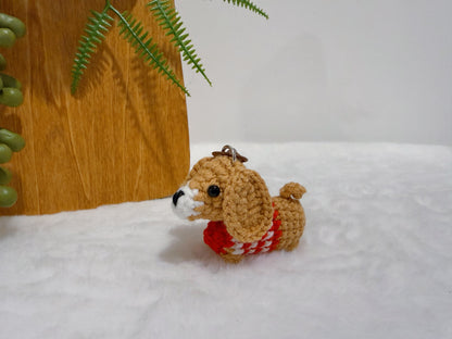 Striped Puppy Key Charm