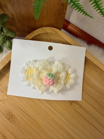 Lace Bow Strawberry Hair Clip