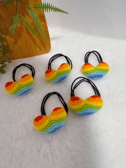 Rainbow Heart Hair Tie