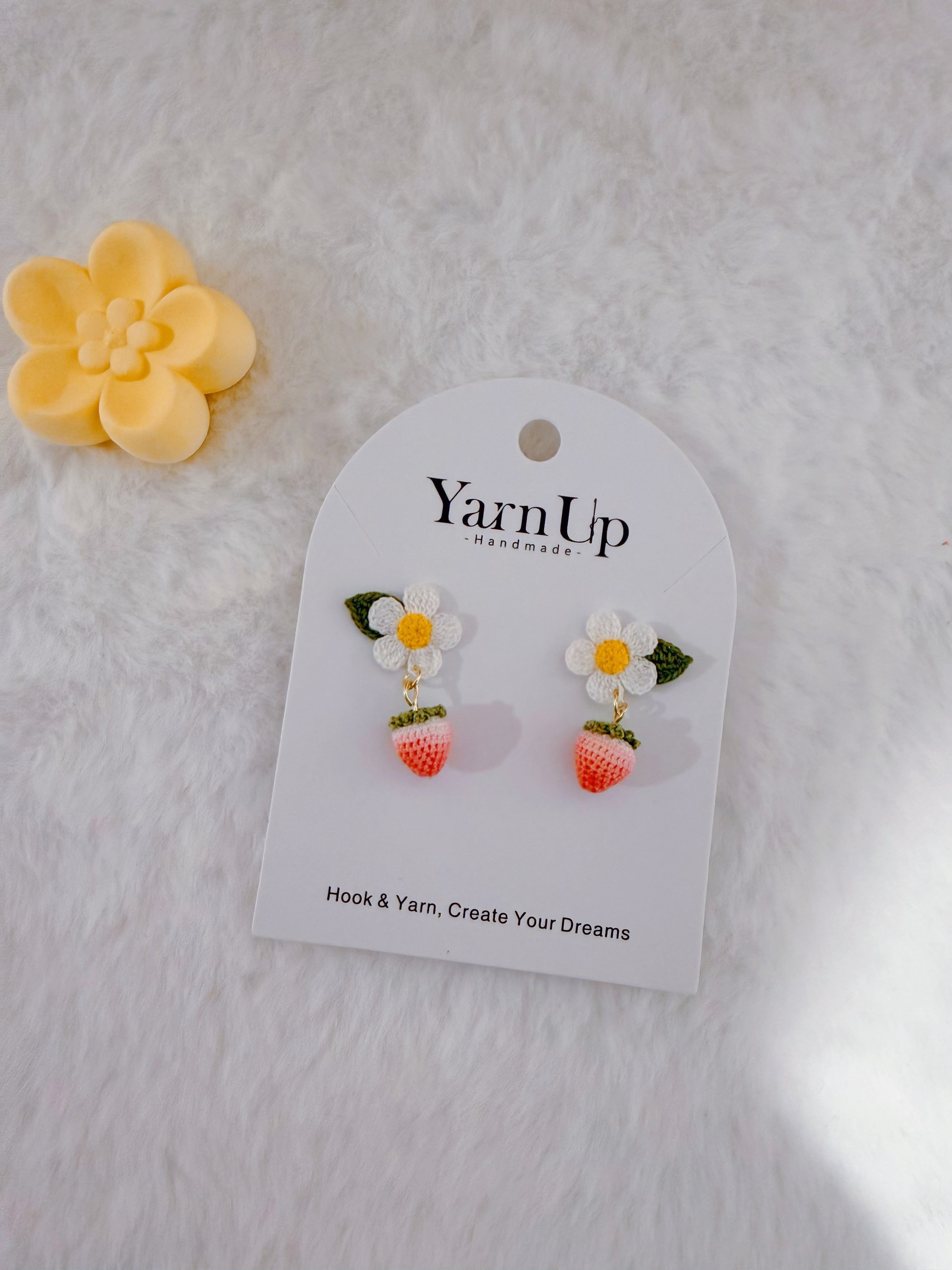 Strawberry & White Flower Earrings