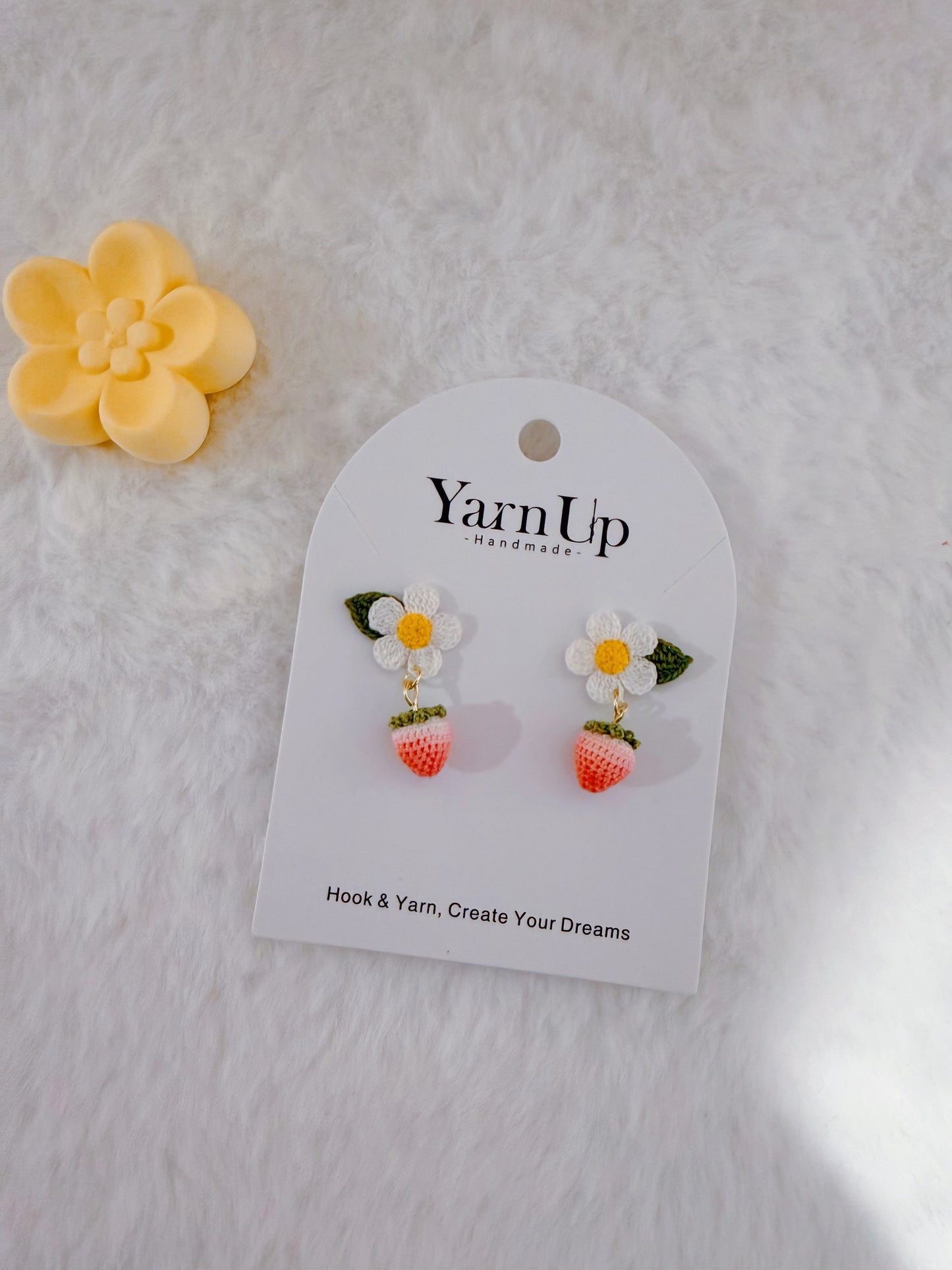 Strawberry & White Flower Earrings