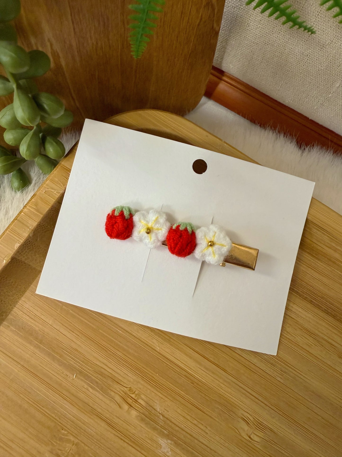 Mini Strawberry & Flower Hair Clip