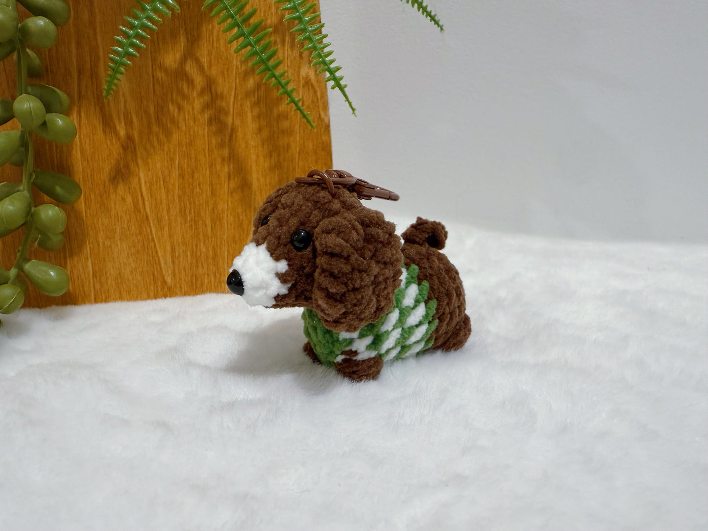 Striped Soft Puppy Key Charm