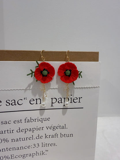 Red Poppy Earrings