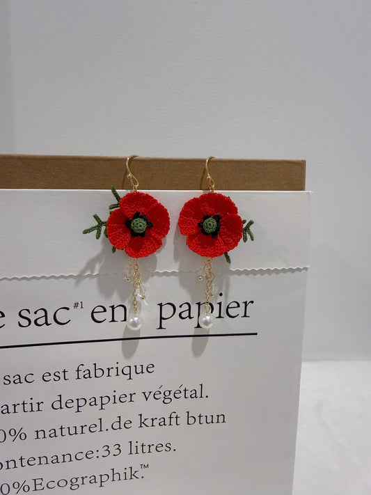 Red Poppy Earrings