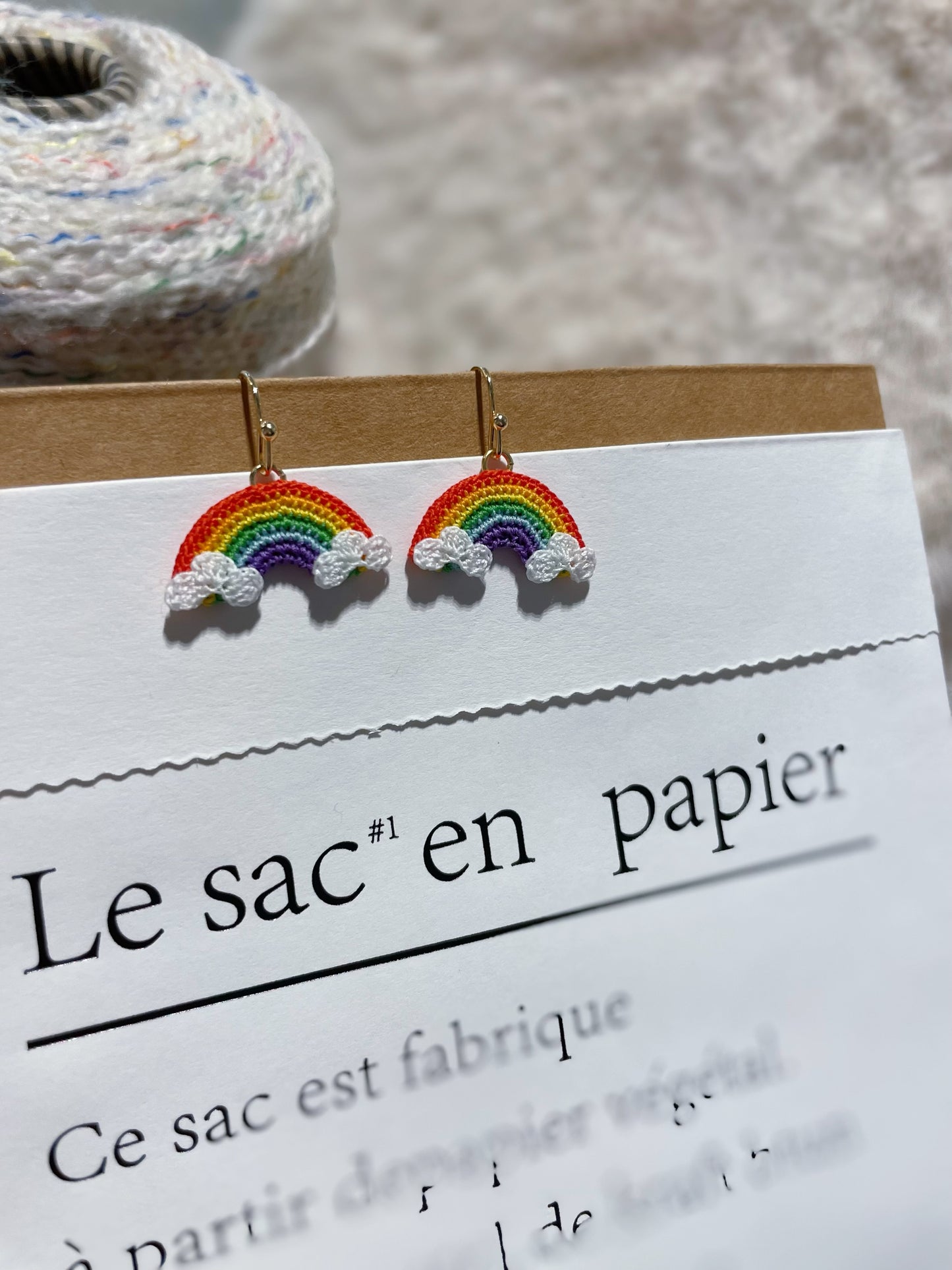 Micro Crochet Rainbow Earrings