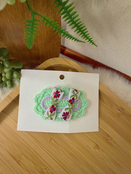 Spring Ruffle Bow Hair Clip