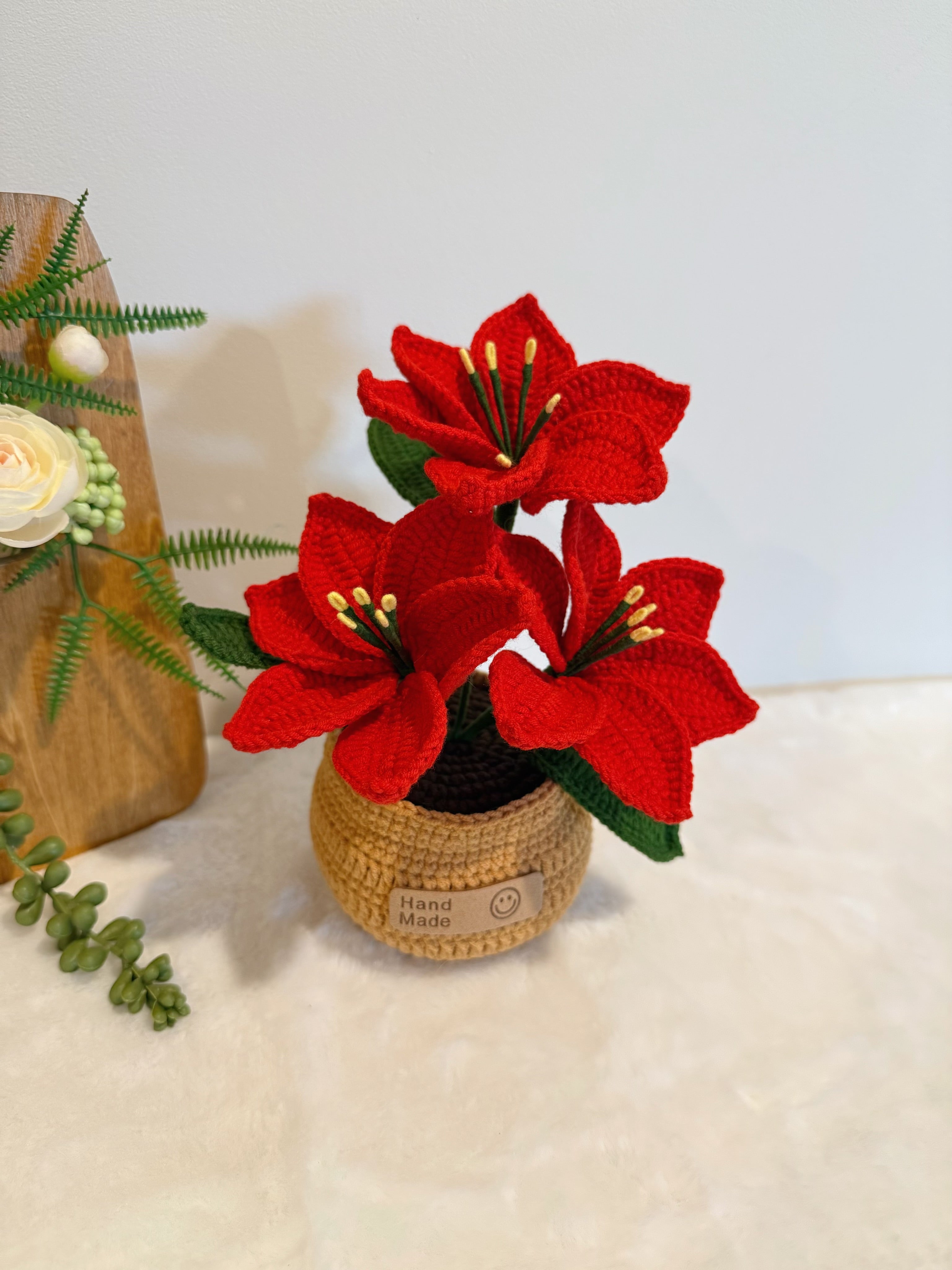 Poinsettia Christmas Flower Pot Decoration
