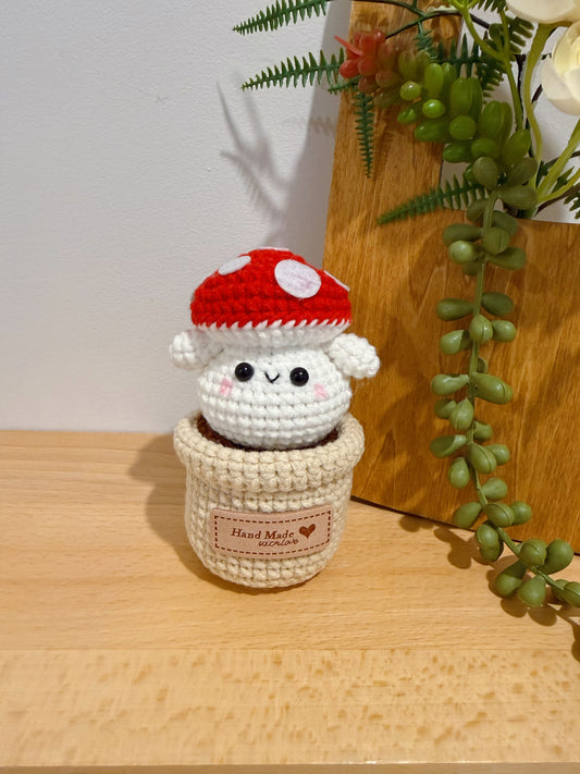Smiley Chubby Mushroom in Pot