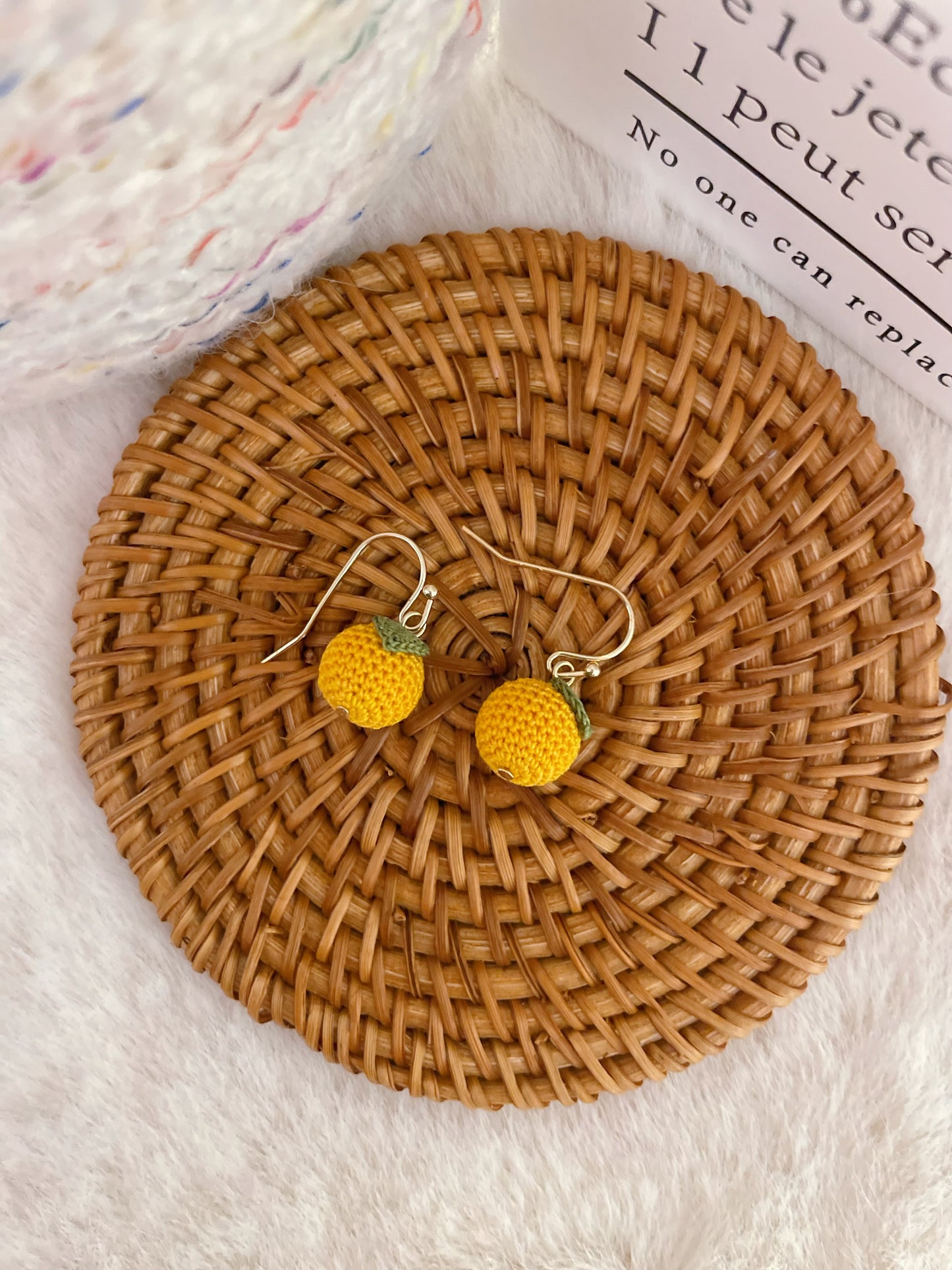Micro Crochet Orange Earrings