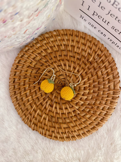 Micro Crochet Orange Earrings