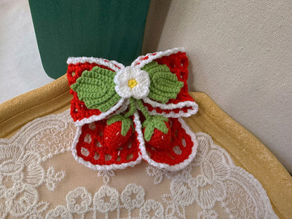Hollow Bow French Barrette with Strawberry